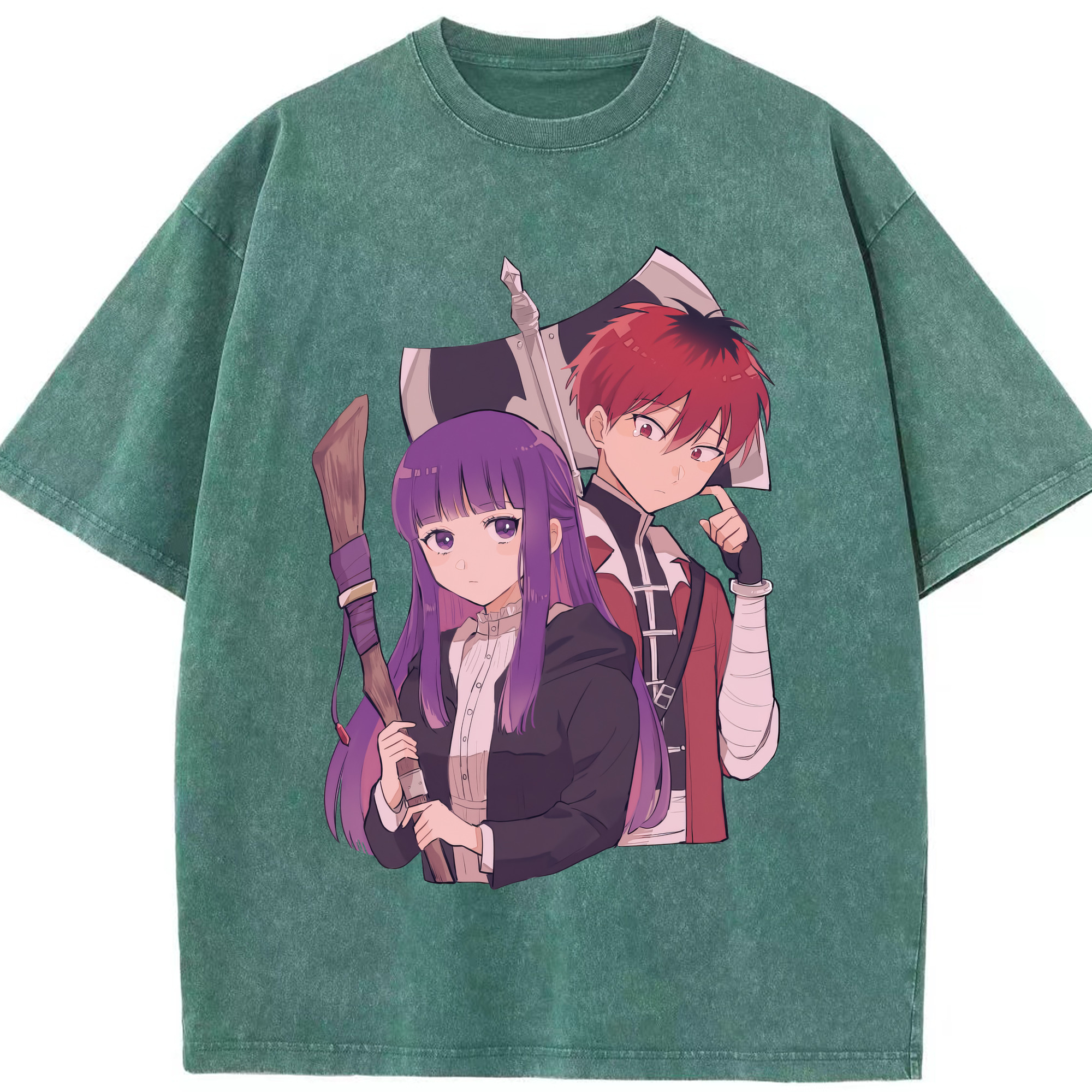 （画像用） 葬送のフリーレン Frieren 綿100% ヴィンテージ風 半袖Tシャツ（フロントプリント）